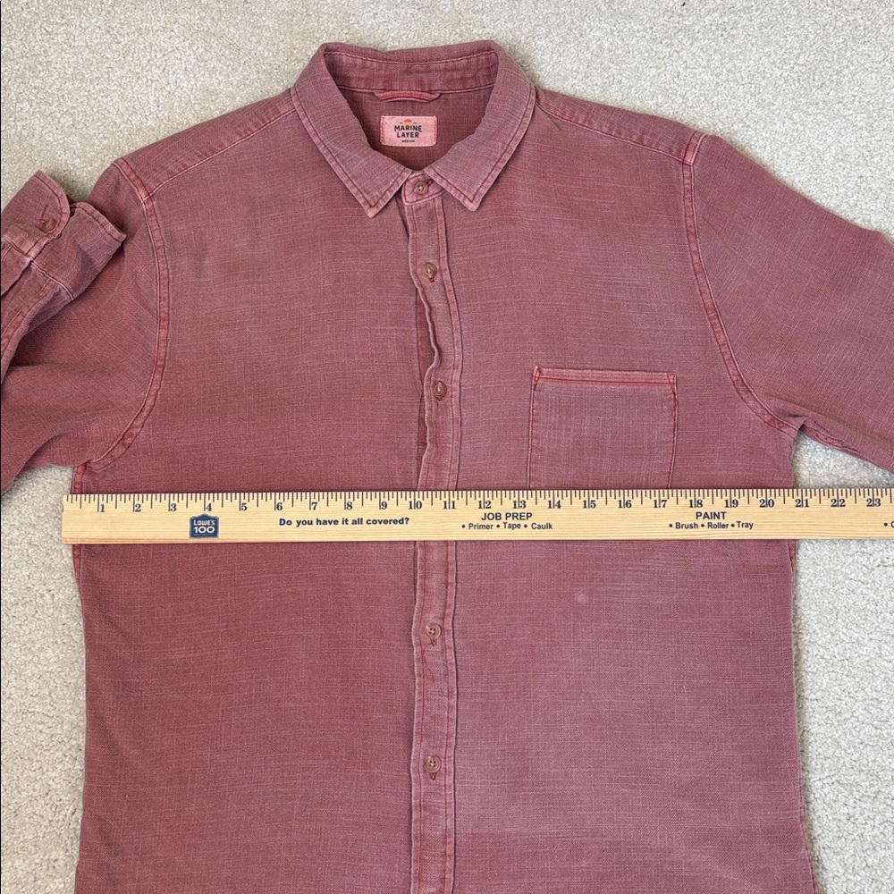 Marine Layer Stonewashed Red Cotton Long Sleeve Button Shirt Mens Size Medium - Picture 7 of 11
